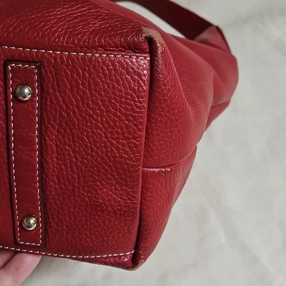 Dooney & Bourke Red Pebble Leather Hobo Shoulder Bag - Picture 6 of 10